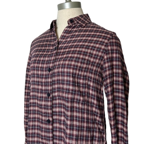 BeachLunchLounge Red Pear Whitney Button Down Plaid Long Sleeve Top Size Small - Picture 13 of 14